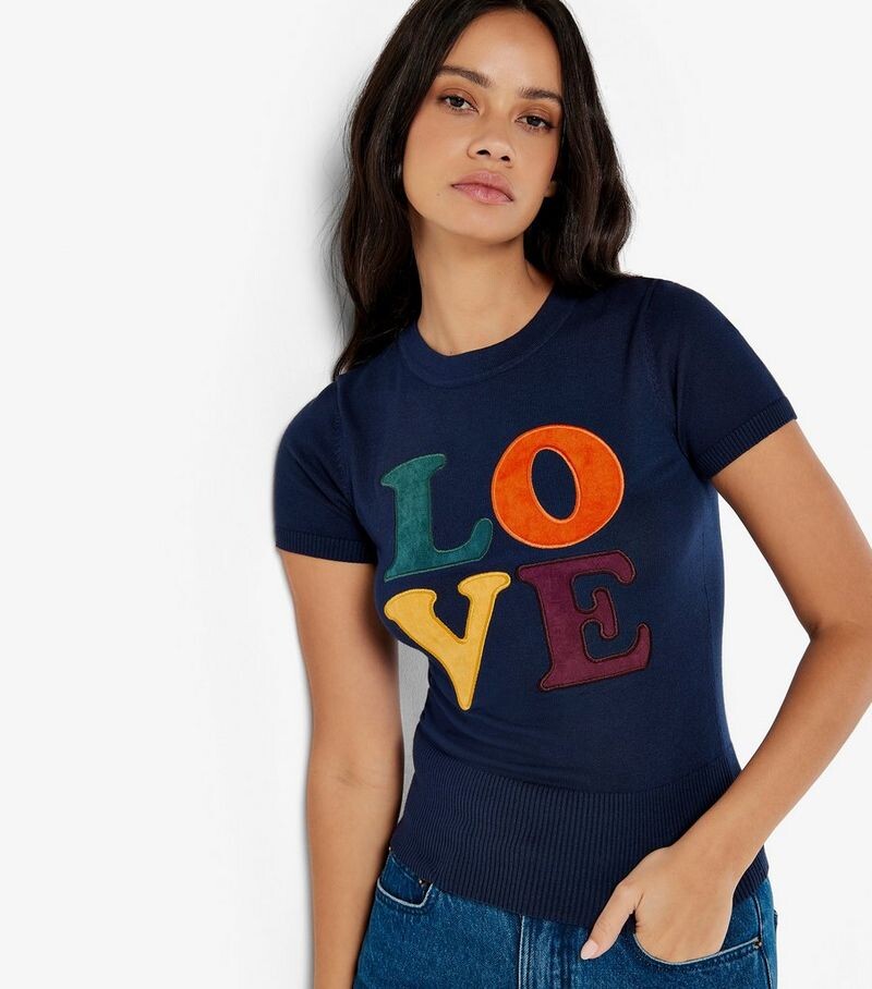

Абрикосово-синяя трикотажная футболка Love Love Apricot, военно-морской