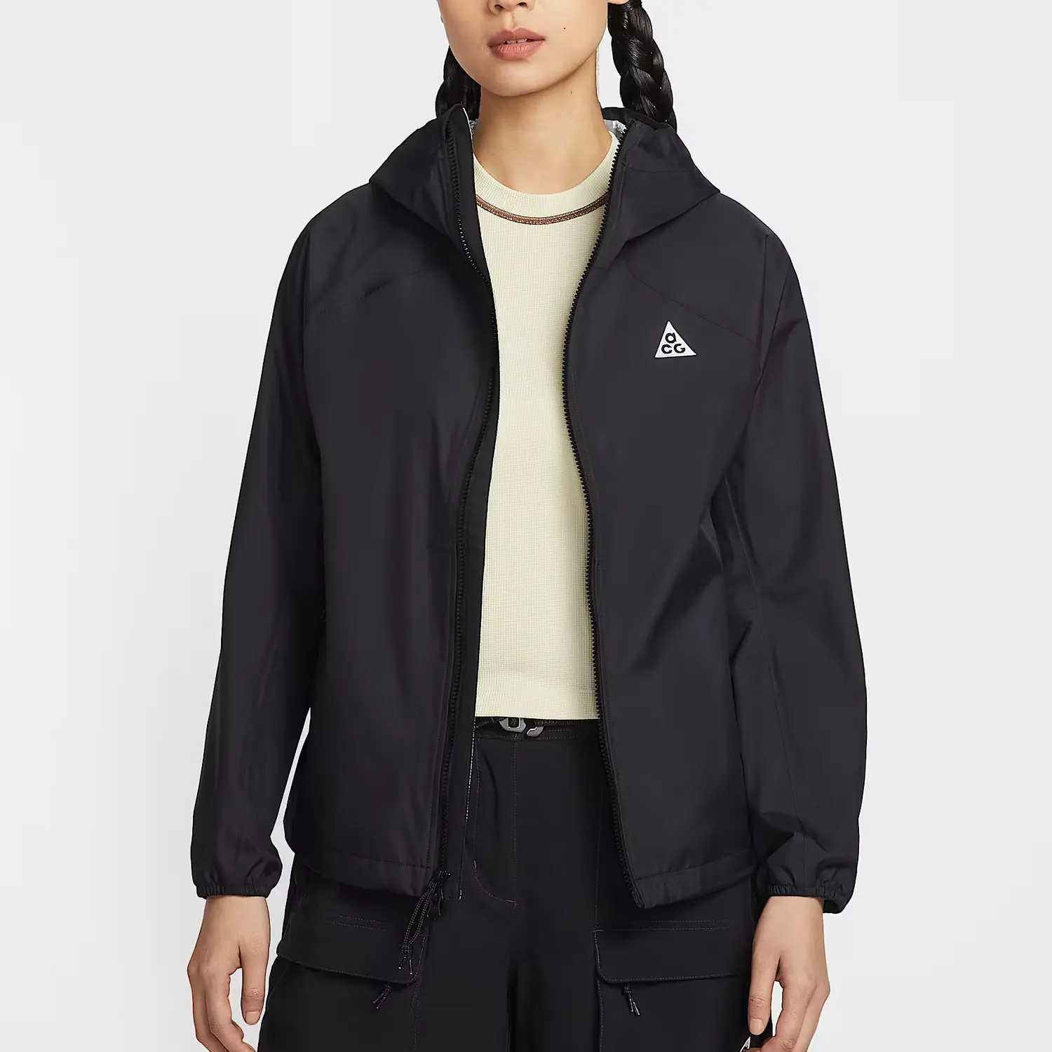 Куртка-ветровка ACG FW25 Waterproof, Windproof, Breathable, Lightweight женская Nike, черный/черный/черный/mountain белый — фото 2