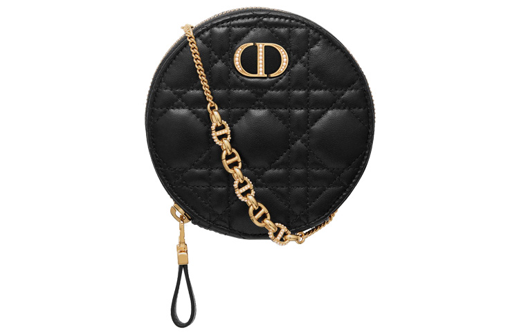 

DIOR Кожаный клатч кошелек для монет через плечо женский черный