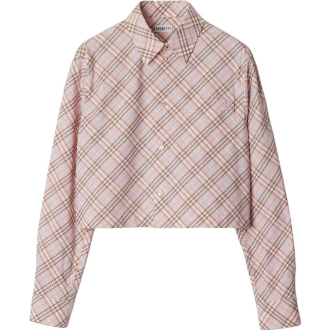 

Винтажная клетчатая укороченная рубашка на пуговицах Burberry, розовый
