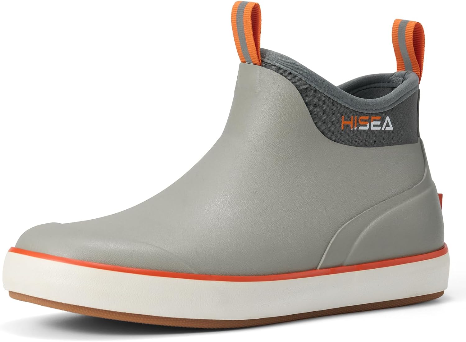 

Мужские ботинки HISEA для палубы, широкие носки, мужские дождевые сапоги, водонепроницаемые рыболовные сапоги, противоскользящие, высокие ботинки до щиколотки с дышащей неопреновой подкладкой, резиновые сапоги, серый