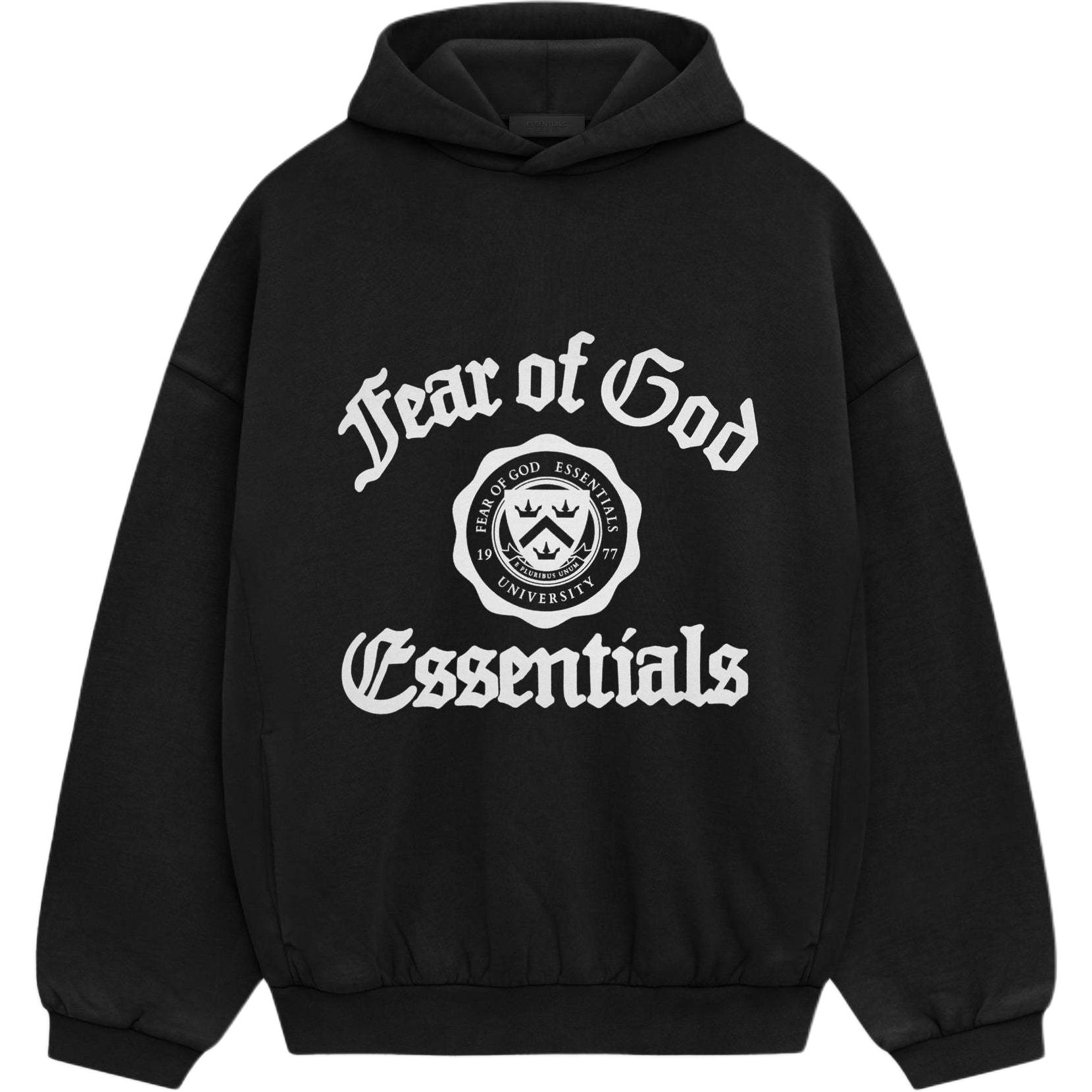 Винтажная утепленная худи Fear Of God Essentials, цвет Meteorite Black/черный — фото 2