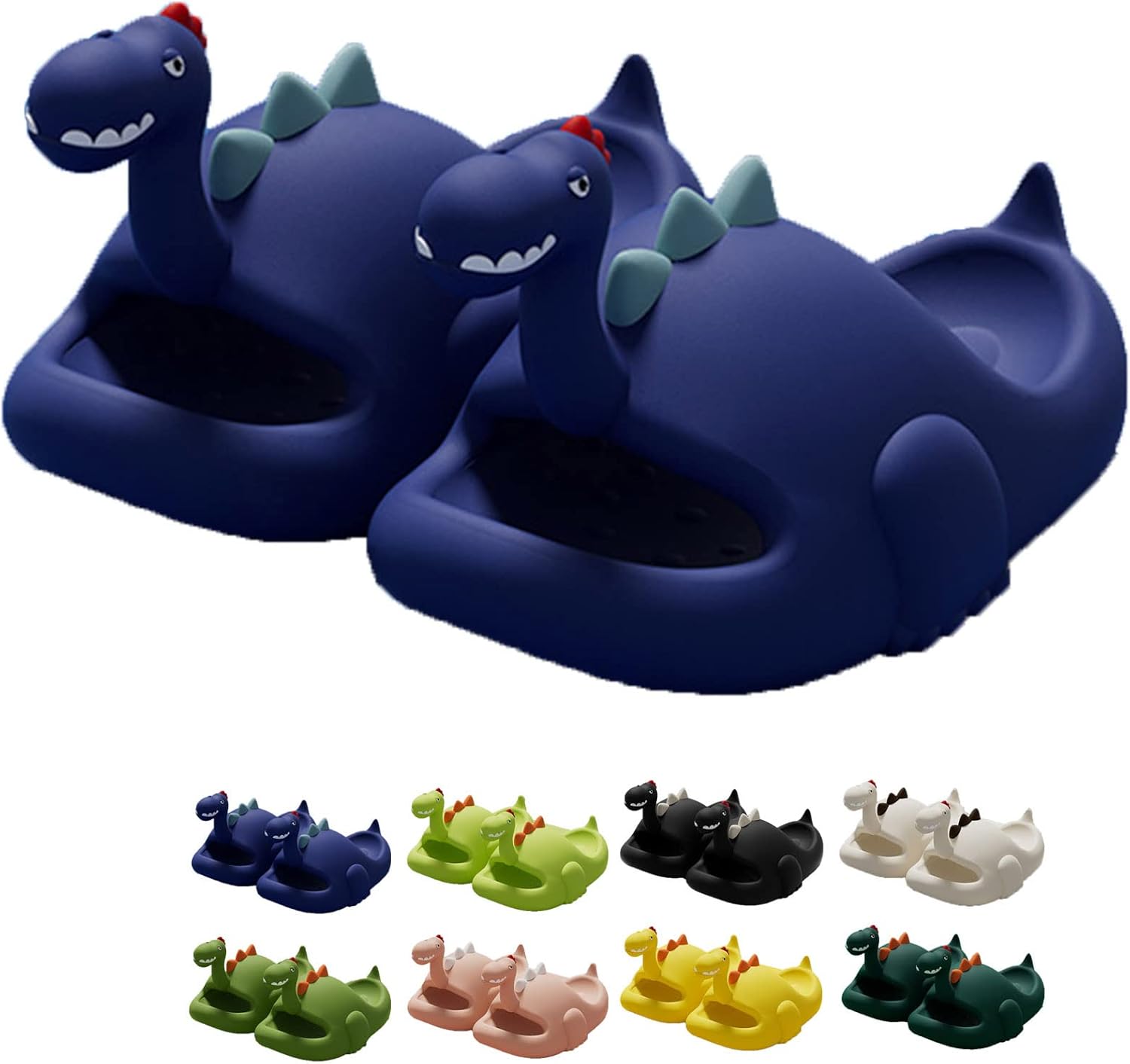 

Тапочки с динозаврами, шлепанцы «Облако динозавров», милые мультяшные противоскользящие шлепанцы с открытым носком, летние домашние и уличные пляжные сандалии для взрослых и детей Spacebuyer, синий