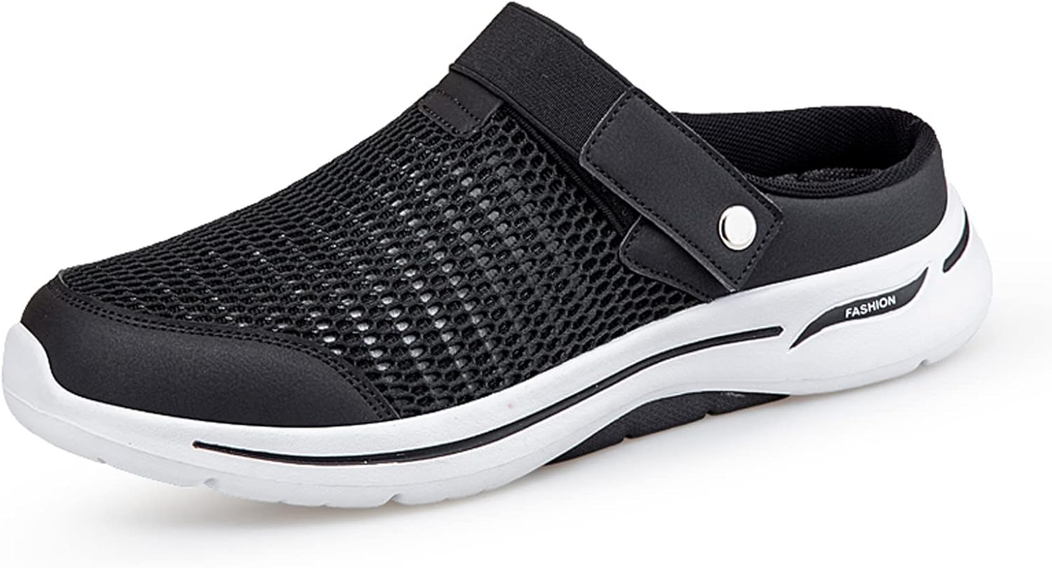 

Садовые кроксы для мужчин и женщин, сетчатые шлепанцы, сандалии на липучке, домашняя и уличная обувь Eliogn, черный