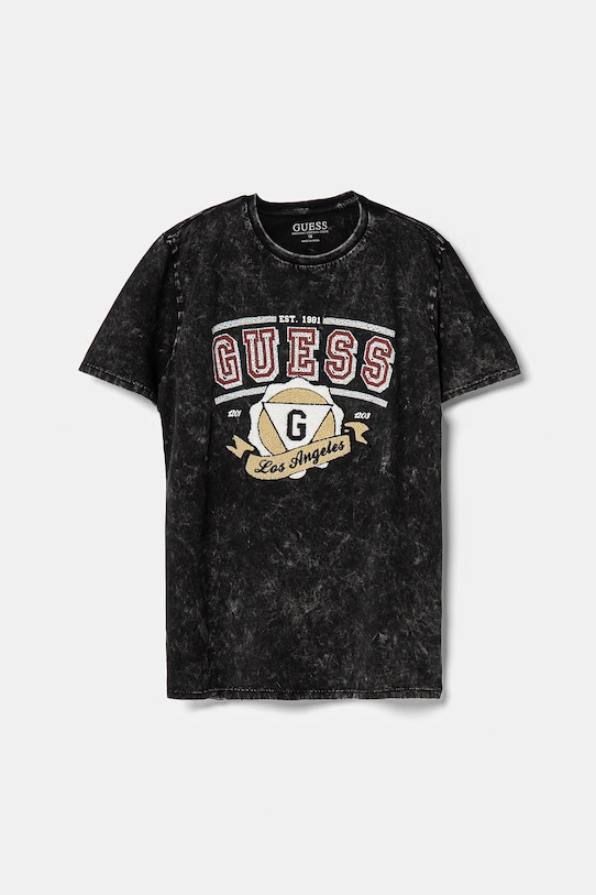 

Детская хлопковая футболка Guess, черный