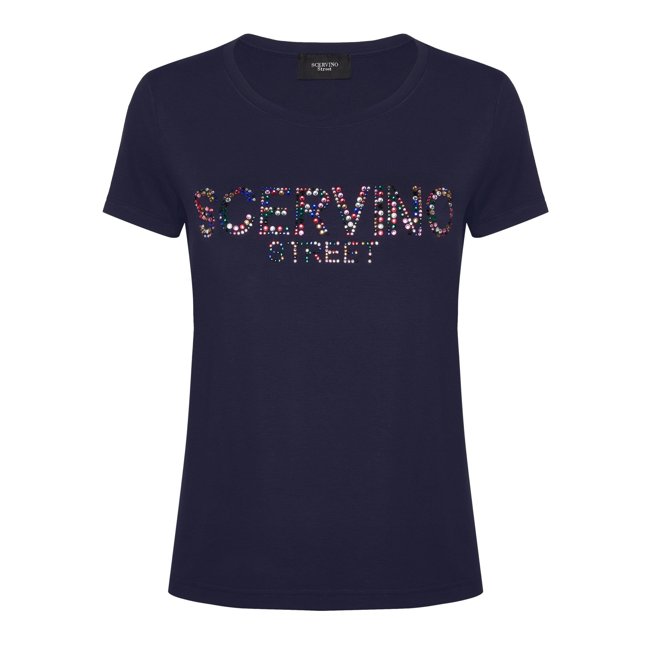

Синяя хлопковая женская футболка Ermanno Scervino