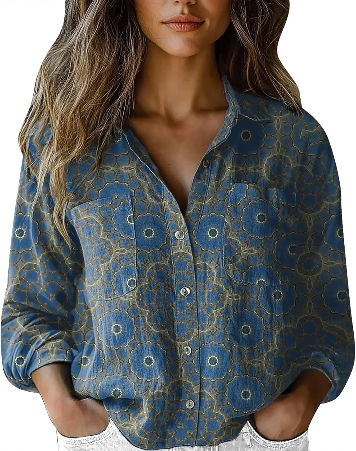 Блуза женская с принтом из коллекции Casual Tops, бренд, розовый — фото 4