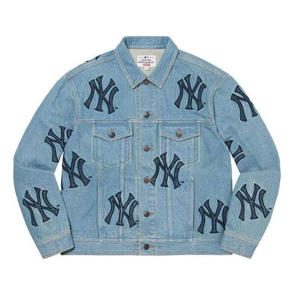 

Куртка x new york yankees denim trucker jacket 'teal black' Supreme, мультиколор
