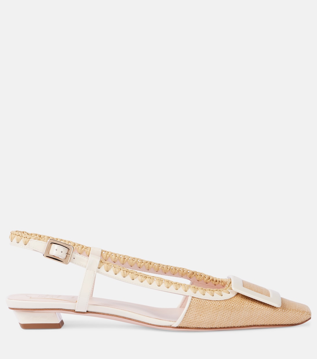 Балетки Belle Vivier на ремешке из ткани Roger Vivier, C013(Crema Chiaro)+C019(Cire) — фото 4