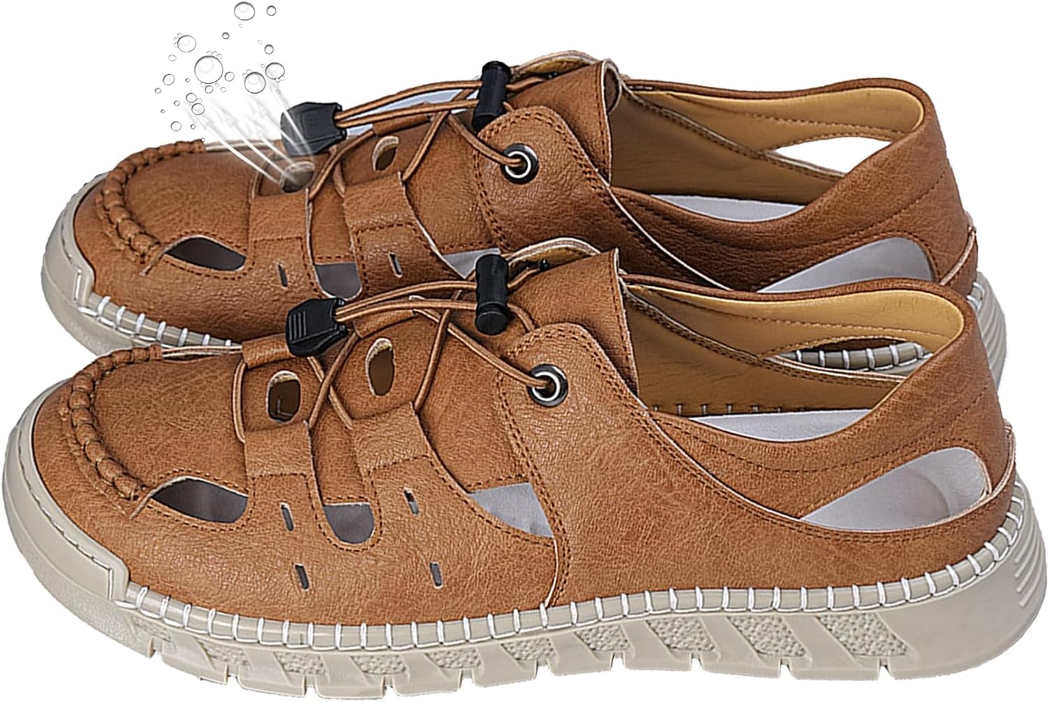 

Мужские кожаные дышащие сандалии для ходьбы с регулируемыми ремешками, противоскользящие, удобные, повседневные, для походов, кемпинга, воды, пляжа, для использования внутри и на улице Generic, желтый