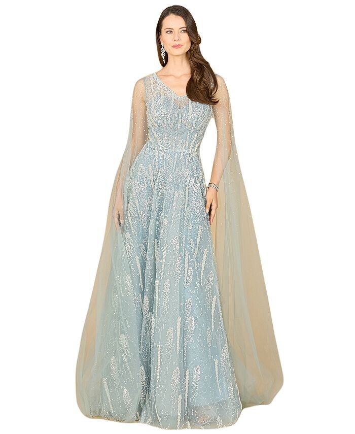 

Женское кружевное платье с рукавами-накидками и V-образным вырезом Lara, синий