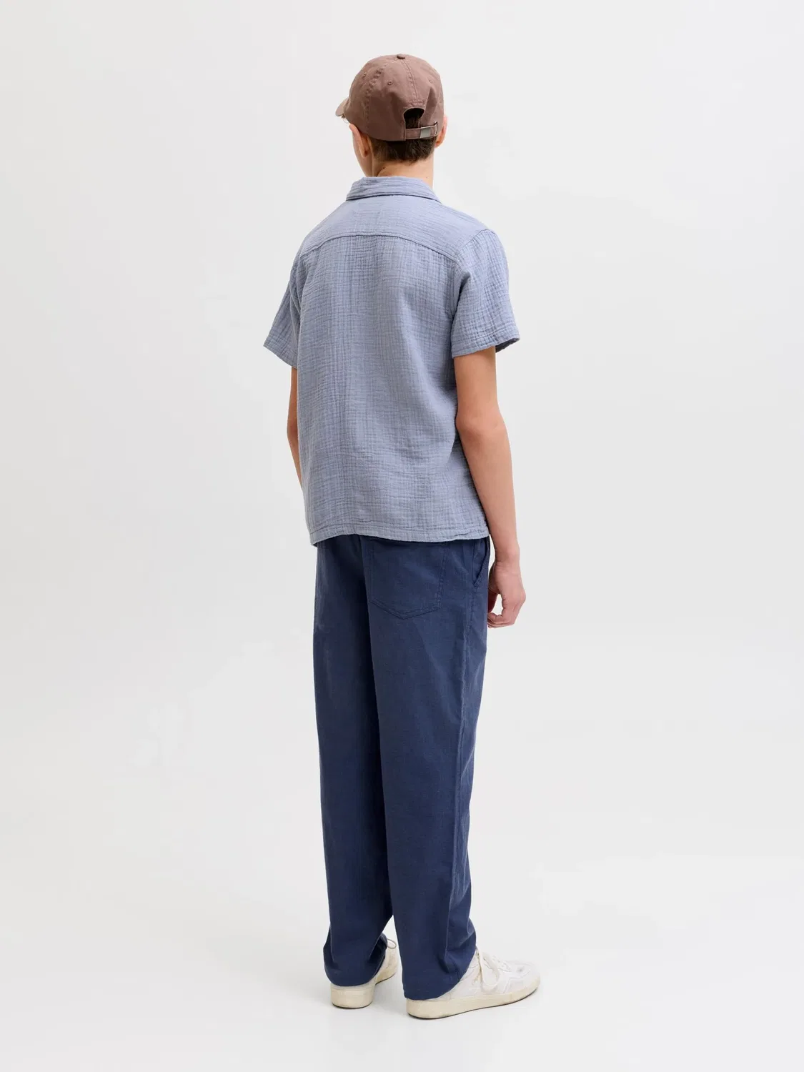 Брюки свободного кроя, хлопок, JACK & JONES Junior, sky captain — фото 4