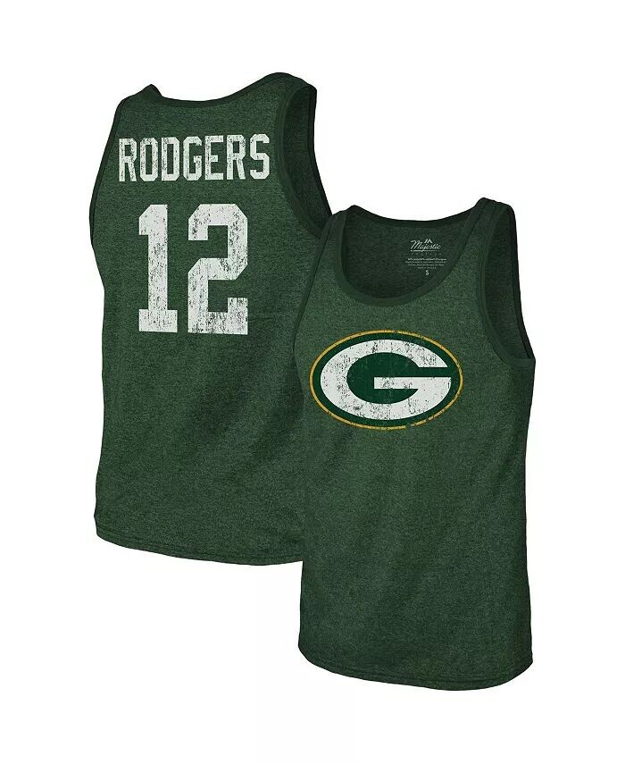 

Мужские темы Aaron Rodgers Green Green Bay Packers Имя и номер Трехкомпонентная майка Majestic