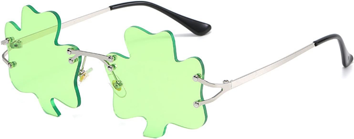 

Солнцезащитные очки BULINGNA в ирландском стиле с клевером ко Дню Святого Патрика для женщин и мужчин. Четырёхлистный клевер. Костюм лепрекона. Украшения для вечеринки, Shamrock Light Green