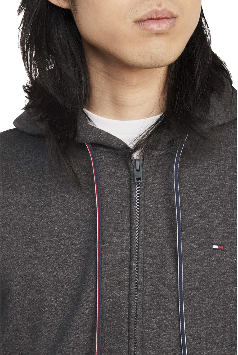 Мужская толстовка с капюшоном Tommy Hilfiger Big and Tall на молнии, Charcoal Grey H — фото 3