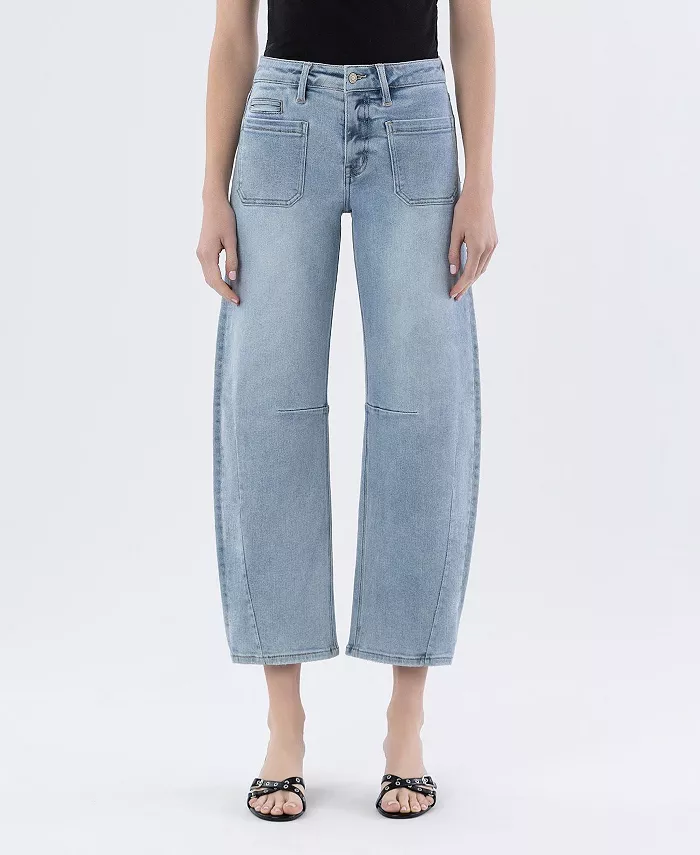 

Женские джинсы Barrel с высокой талией и накладными карманами Vervet, синий