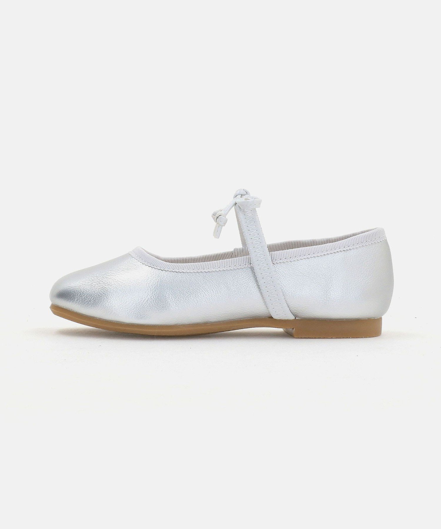 Квадратные балетки с лентами / Детские 17-23 см United Arrows Green Label Relaxing, Silver