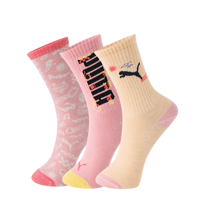 

Детские носки Grade School PUMA, розовый/желтый/светло-розовый