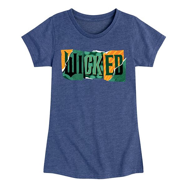 

Футболка с принтом Wicked for Good и рваным принтом для девочек 7-16 лет Licensed Character, Heather Navy