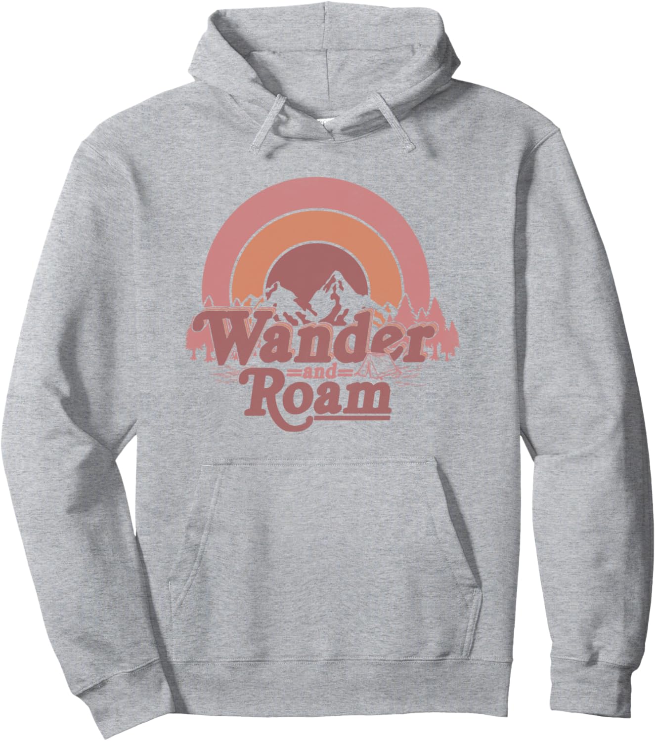 

Худи Wander and Roam Circle Sunset Mountain Camping Scene, серая Trendy Apparel