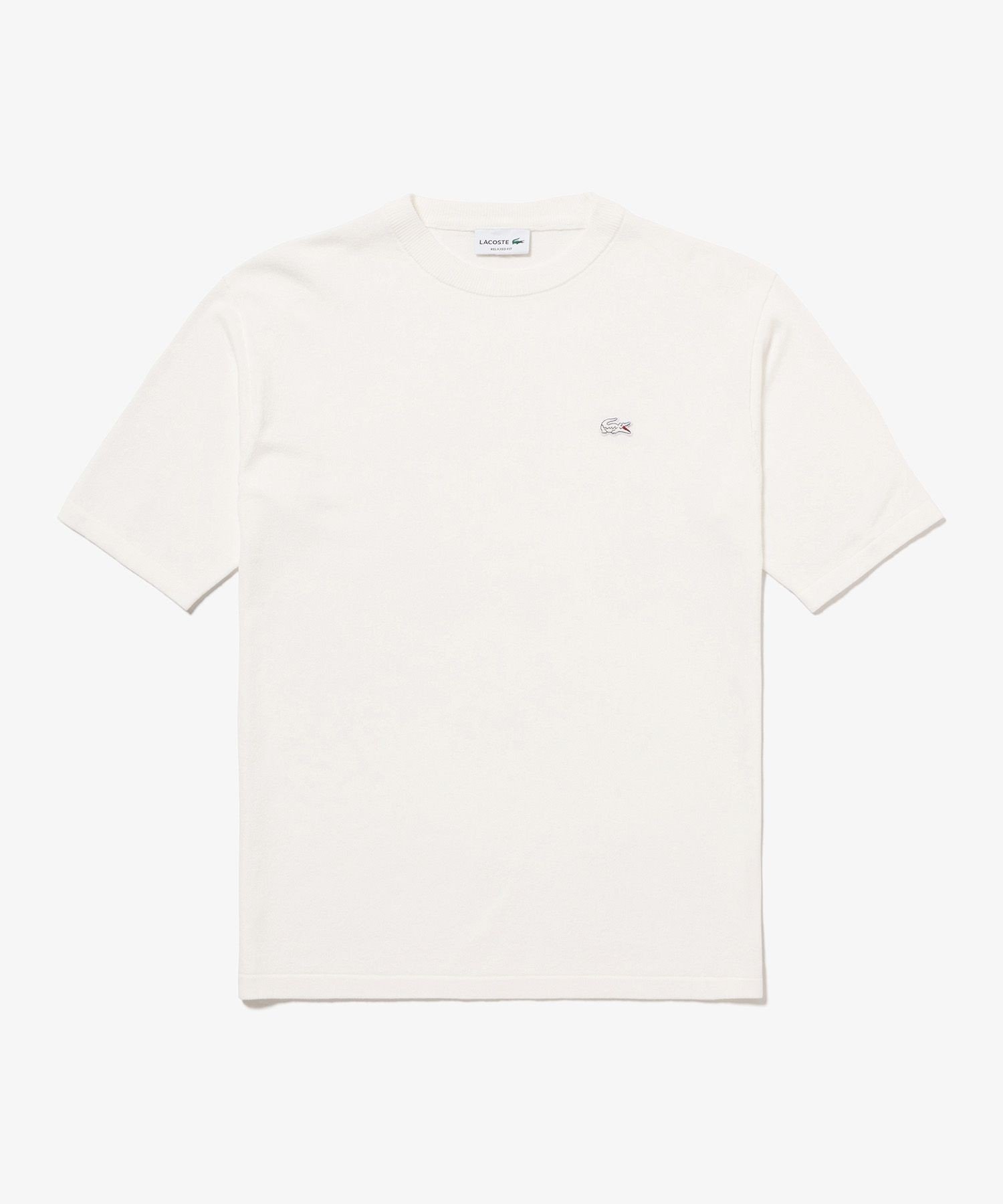 Трикотажная футболка из смешанного меланжевого трикотажа в трех цветах LACOSTE, Off white — фото 4