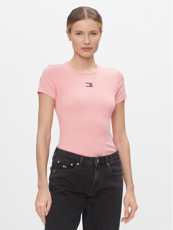 

Футболка узкого кроя Tommy Jeans, розовый