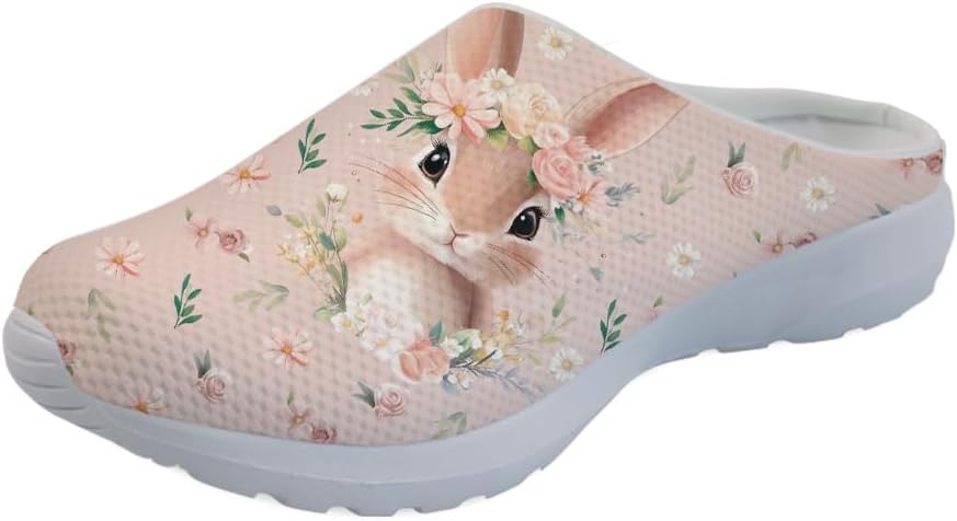 

Кроссовки Forchrinse Blue Dolphin для женщин с эластичной вставкой, мужские садовые сабо с поддержкой свода, повседневная обувь, тапочки для дома, сандалии, легкие, Floral Rabbit