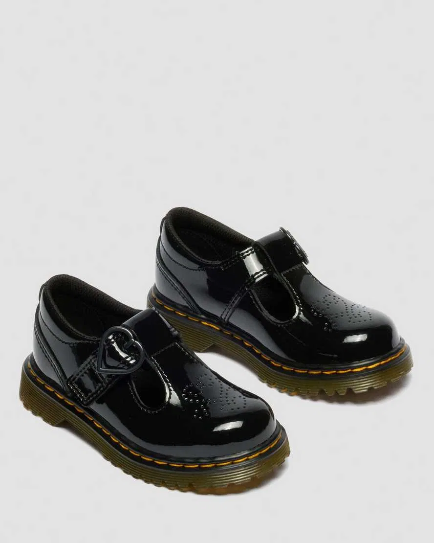 Детские лакированные туфли Polly II с сердечком Dr Martens, черный — фото 4