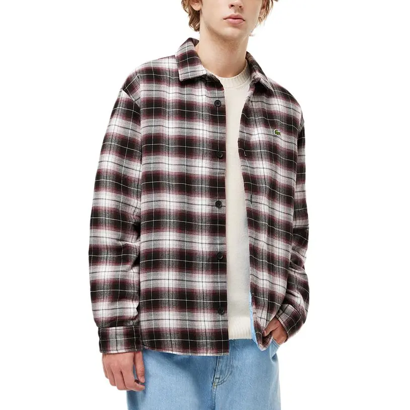 LACOSTE Куртка мужская красно-белая клетчатая, Red White Plaid — фото 3
