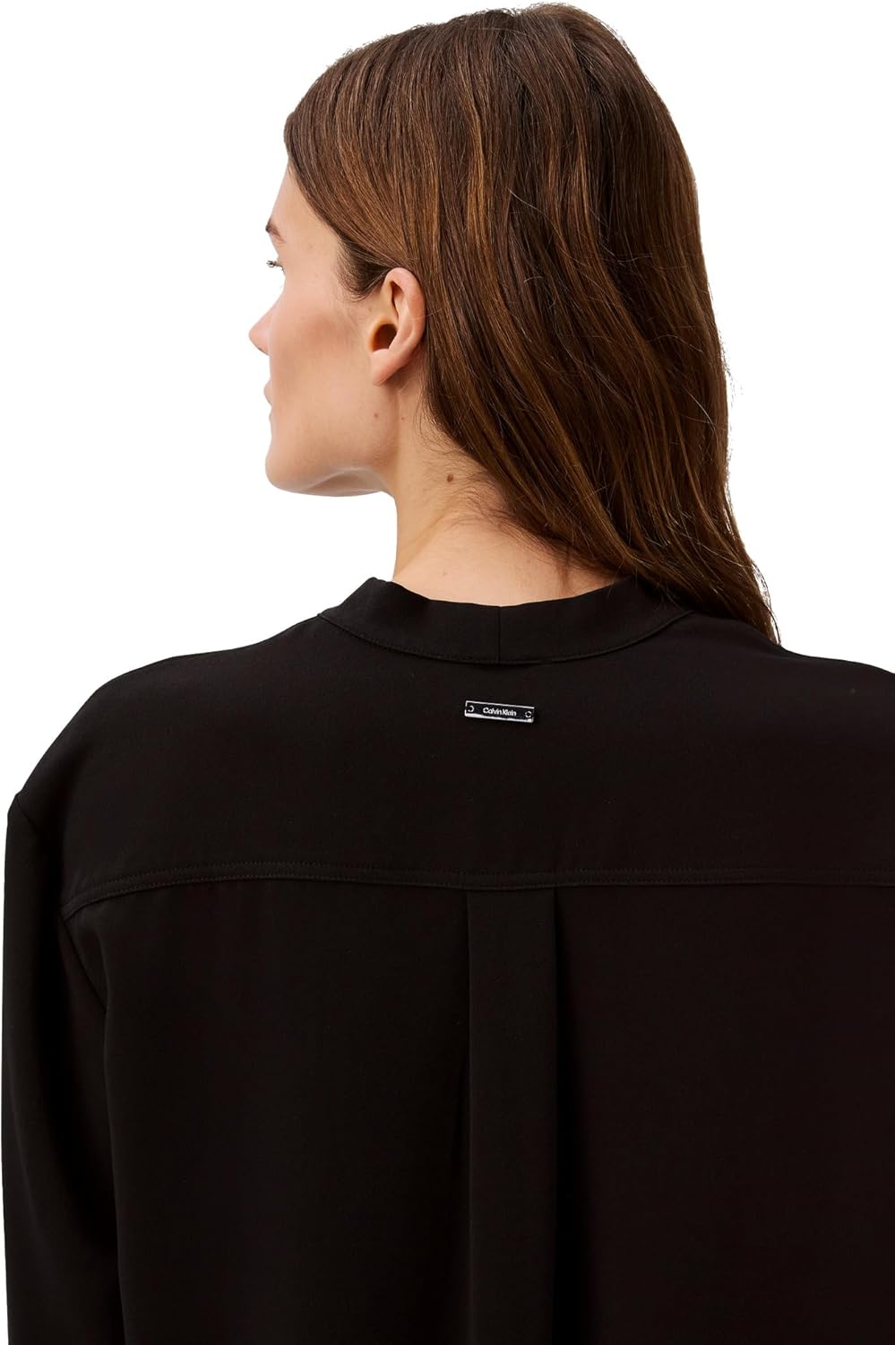 Женская свободная блузка Calvin Klein с V-образным вырезом, Black — фото 3