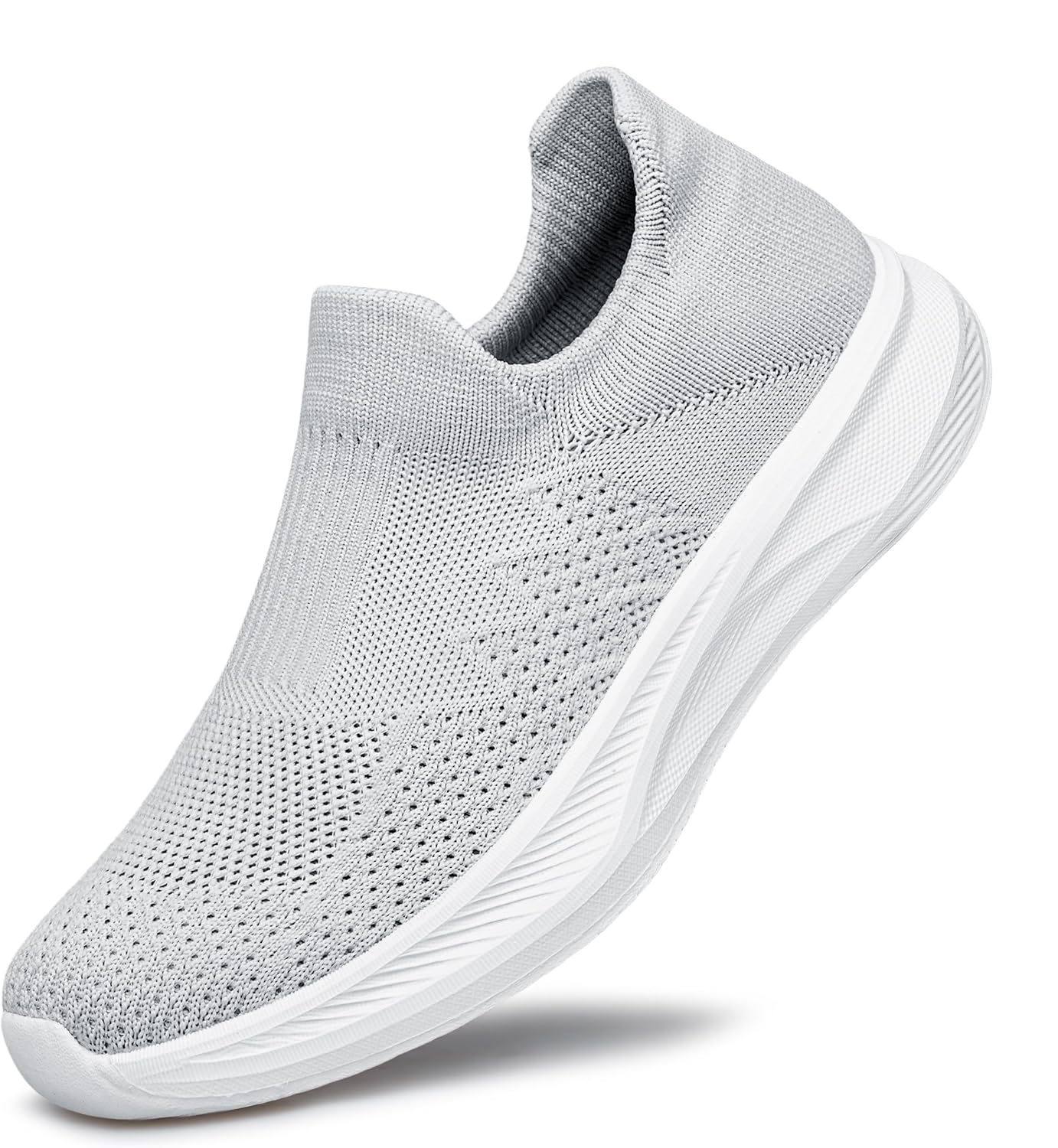 

Мужские слипоны для ходьбы, удобные, легкие, дышащие, с носочной конструкцией, повседневные сетчатые кроссовки для тенниса, тренажерного зала и бега Tianyuqi, светло-серый