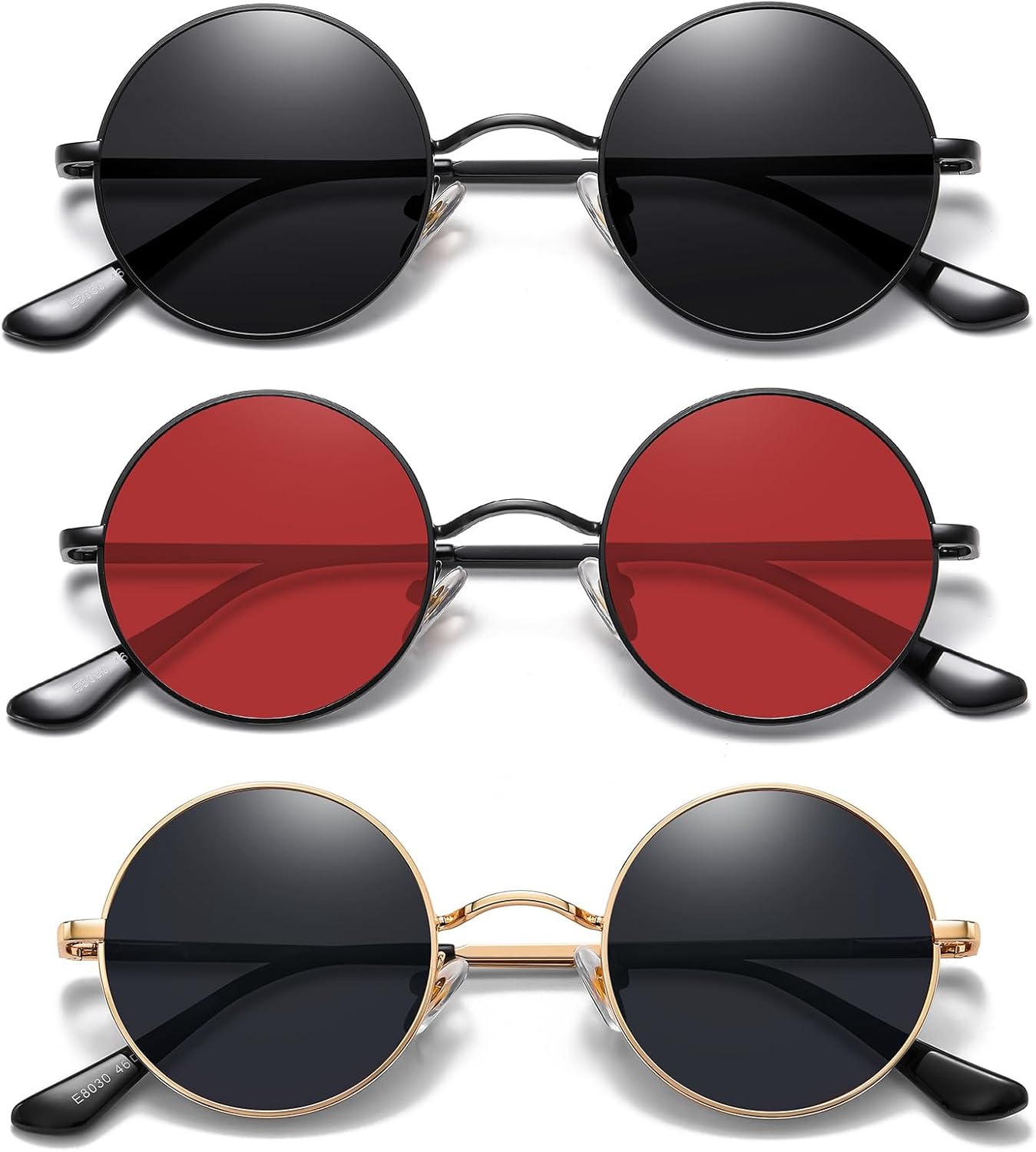

Солнцезащитные очки MEETSUN маленькие круглые поляризованные для мужчин и женщин, металлические, в стиле ретро, ​​хиппи, круглые, для вождения, фестивалей, косплея, UV400, (Black+red+gold Grey