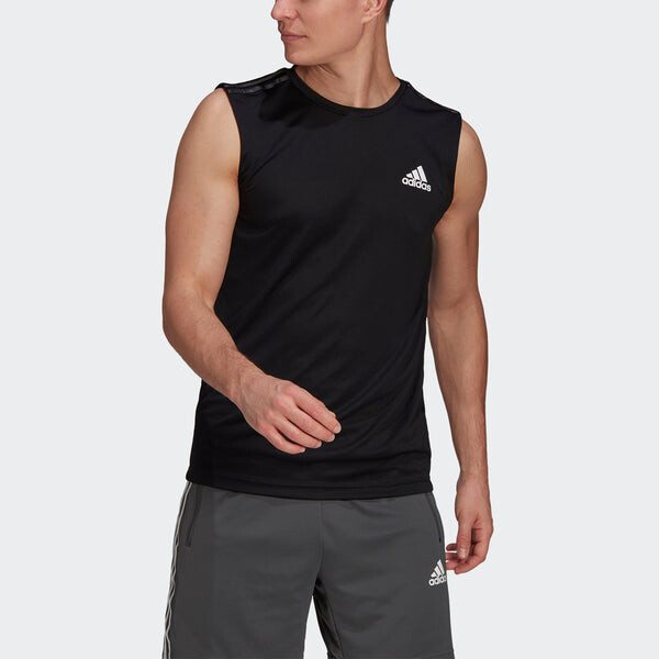 Майка adidas M 3s Tk Causual Sports Training Ventilate Sleeveness Vest Male Black, черный — фото 2