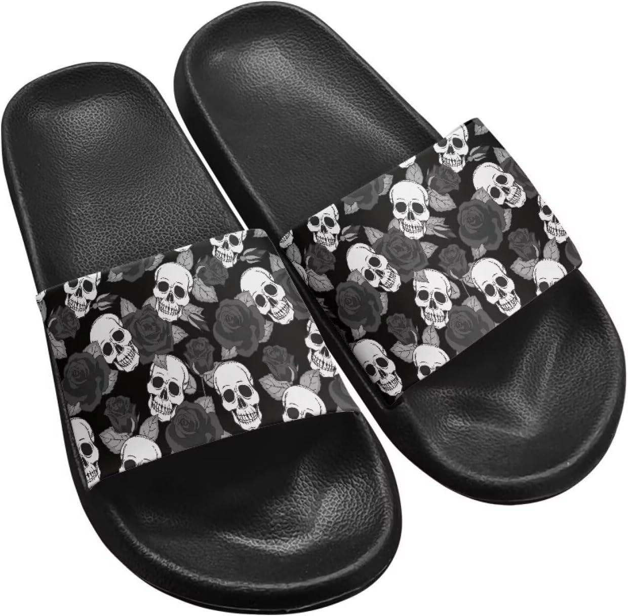 

Унисекс сандалии с EVA, быстро сохнущие, противоскользящие, для взрослых, для бассейна, пляжа, душа, для ношения дома и на улице, комфортные, размер США 5.5-12.5 Fuxowvby, Skull Rose