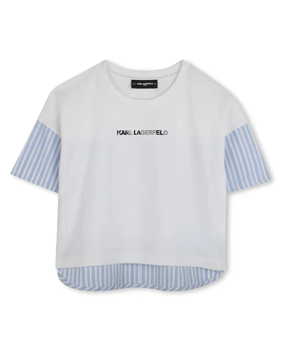 

Разноцветная хлопковая футболка для девочки Karl Lagerfeld Kids, многоцветный
