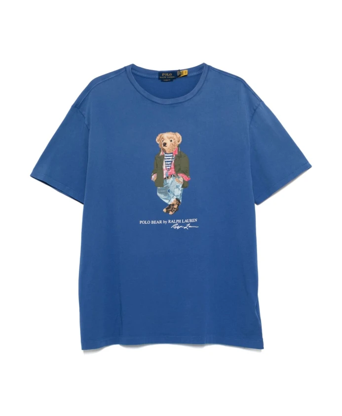 

Хлопковая футболка с вышивкой «медвежонок поло» Polo Ralph Lauren, синий
