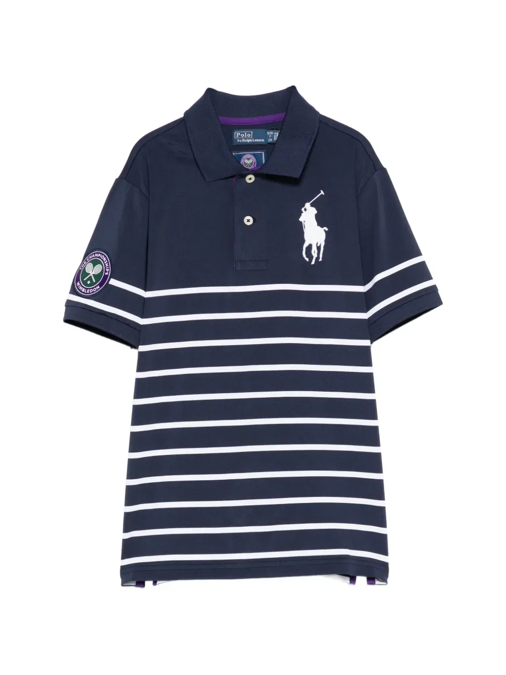 Полосатая рубашка-поло с вышитым логотипом Polo Ralph Lauren Kids, синий