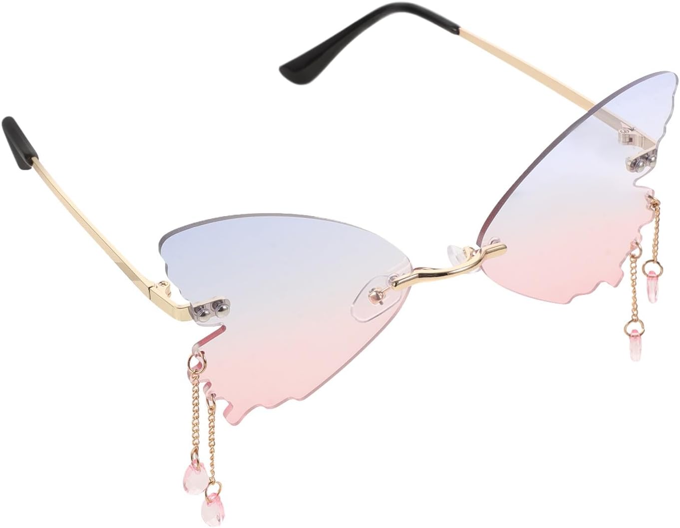 

Солнцезащитные очки-бабочки для женщин, модные очки для вечеринок с градиентными линзами персиково-голубого цвета, золотая оправа, безрамочные очки OATIPHO, Multi -Product Info:sunglasses -Size:14