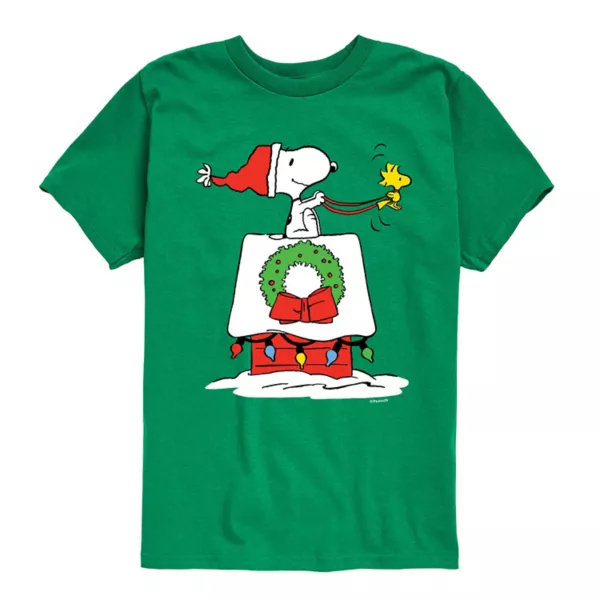 

Футболка с рисунком санок из домика Peanuts для мальчиков 8-20 лет Licensed Character, зеленый