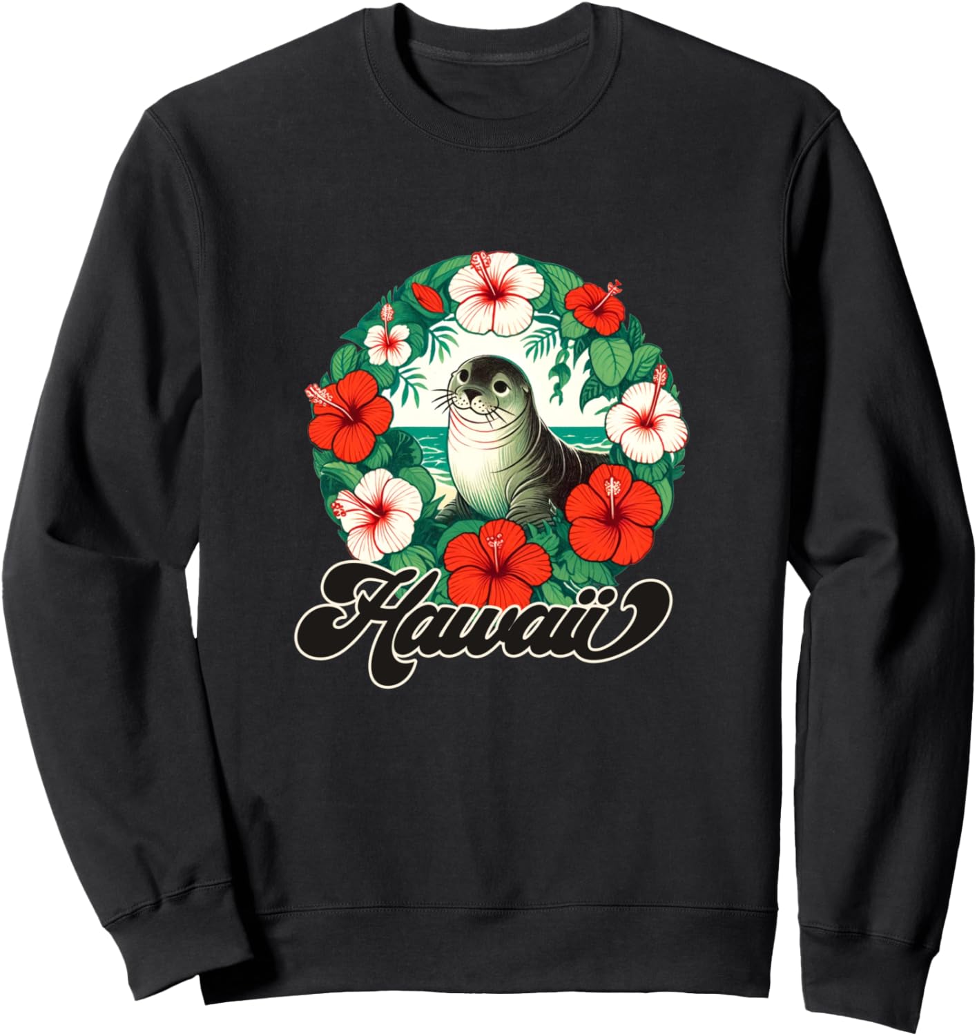 

Ретро-толстовка с изображением гавайского монаха и тюленя Hawaiian Monk Seal Bubb, черный