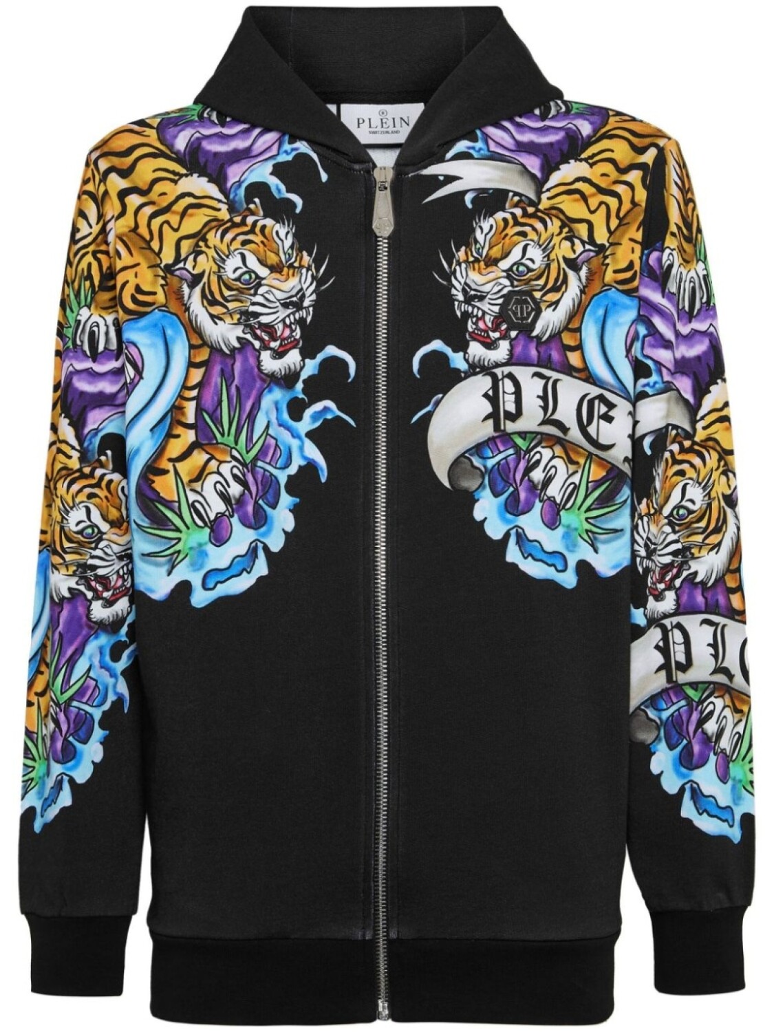

Philipp Plein худи на молнии с принтом, черный