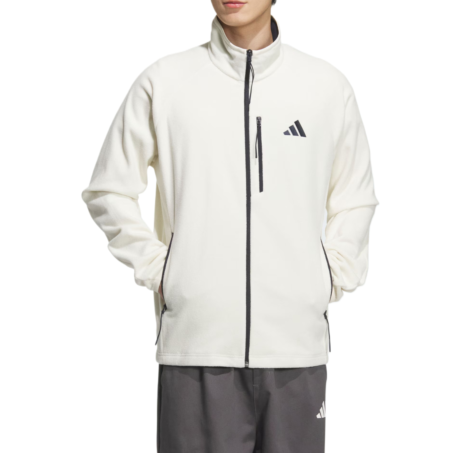 Adidas Бархатная куртка унисекс цвета слоновой кости, Ivory — фото 2