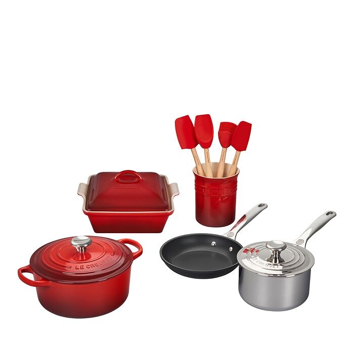 

Ле Крезе 12 шт. Набор посуды смешанной техники Le Creuset, красный