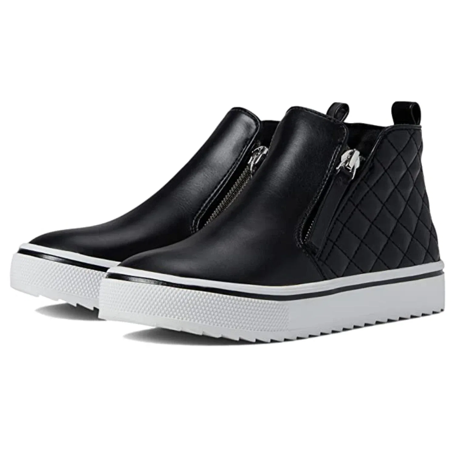 Детские кроссовки Steve Madden Viceyq, черные, стеганые, с круглым носком и боковой молнией HTAT407 — фото 3