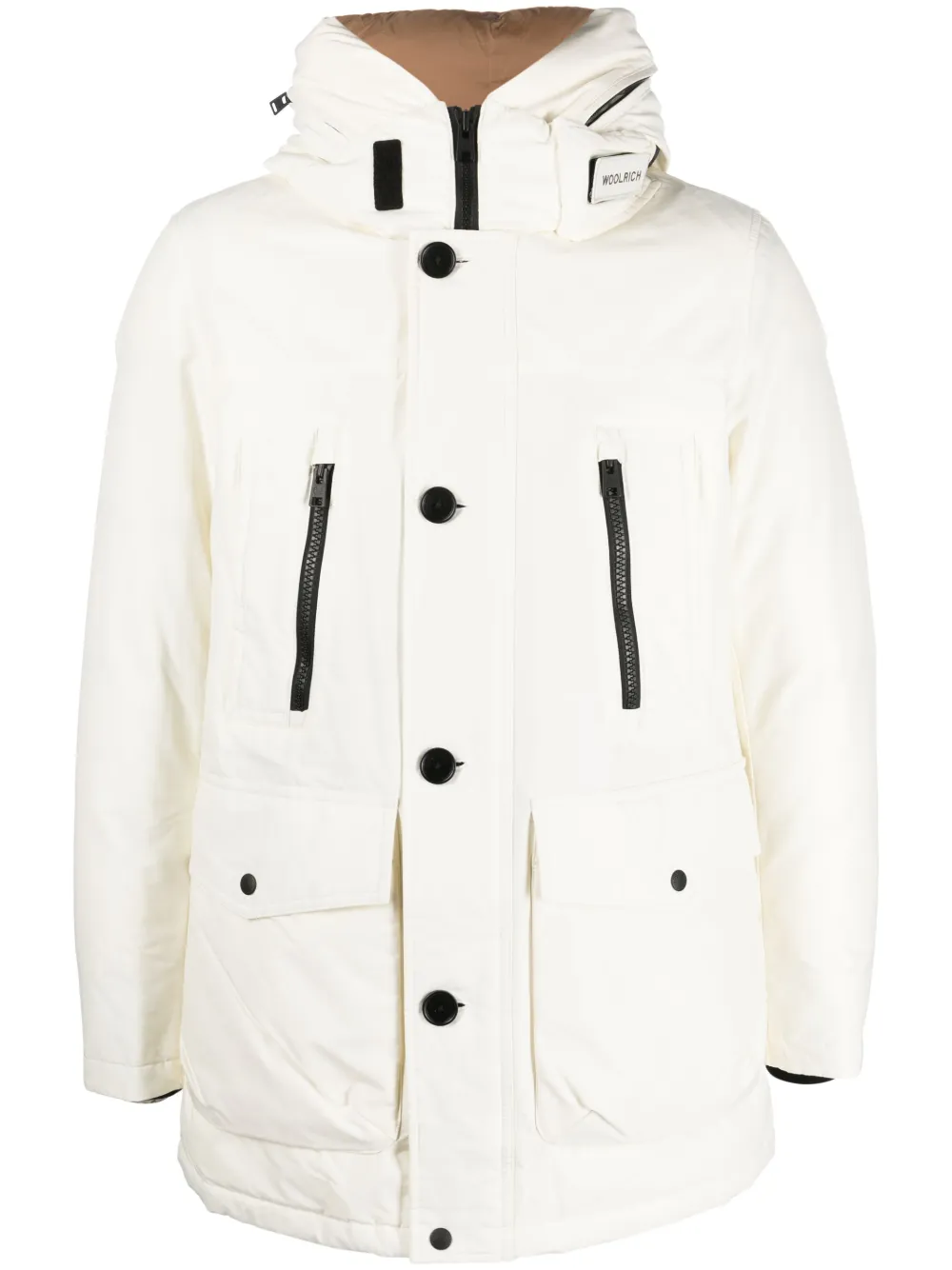 

Пальто с капюшоном и логотипом WOOLRICH, белый