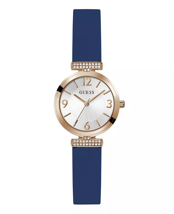 

Женские аналоговые часы из силикона синего цвета, 28 мм Guess, blue