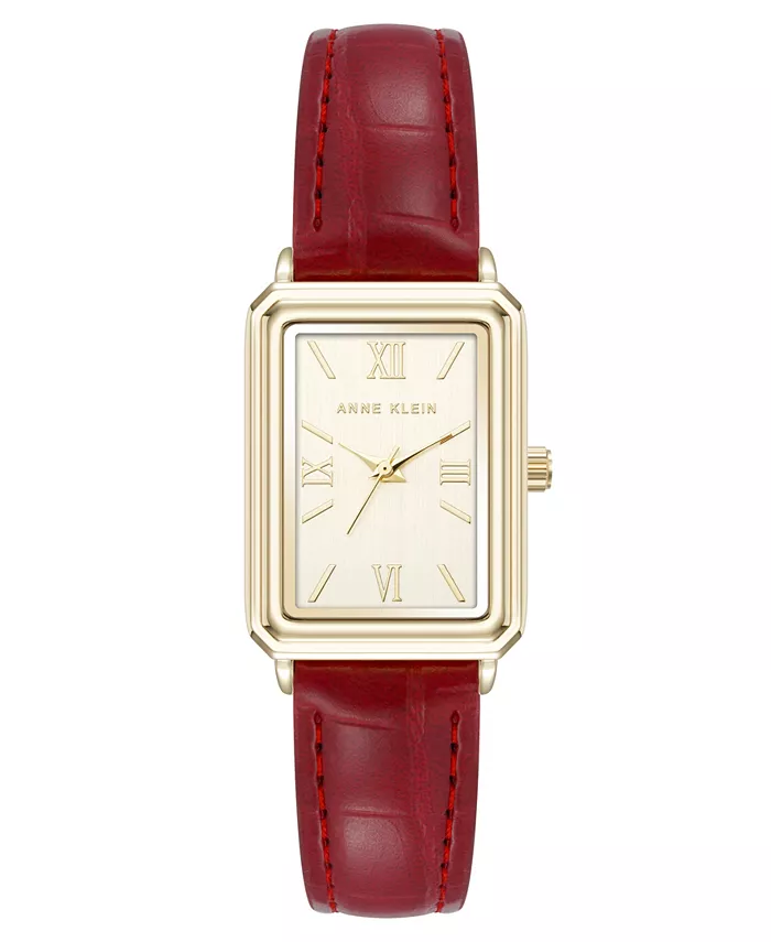 

Женские часы Quartz Casual красные из полиуретановой кожи и металлического сплава золотистого оттенка, 25 мм Anne Klein