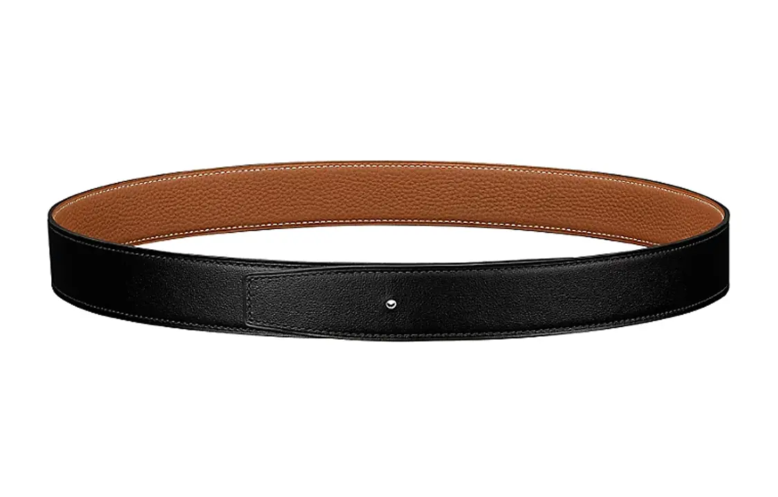 HERMES Мужской ремень из телячьей кожи Того, Black/Brown — фото 3