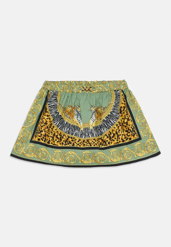 Юбка с изображением диких кошек, детская мини-юбка Versace, Sage Green/Black