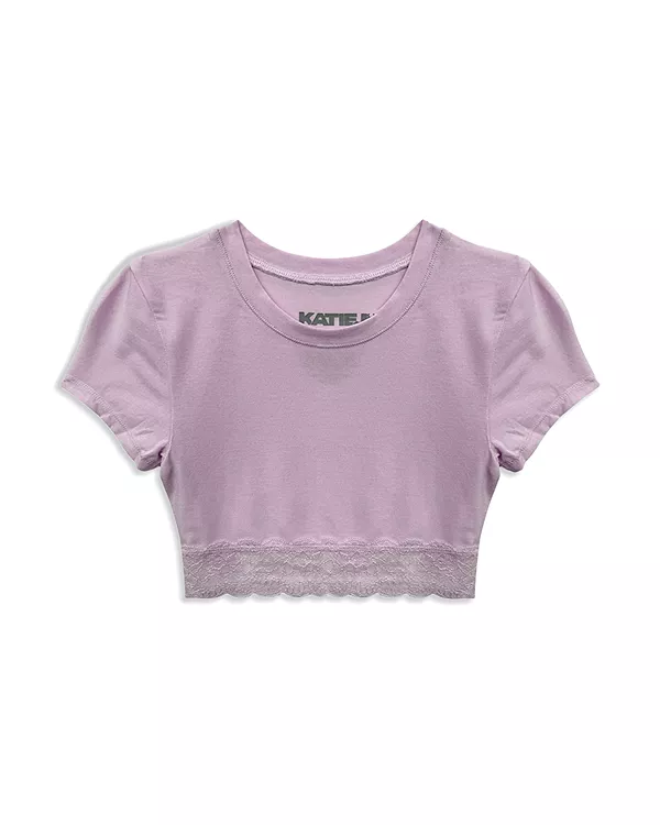 

Укороченная футболка с кружевной каймой для девочек - для детей постарше Katiejnyc, фиолетовый